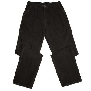 Wrangler Pleated Jeans 34/36 Tall Relaxed Cowboy 70BK Black Made in USA Workwear